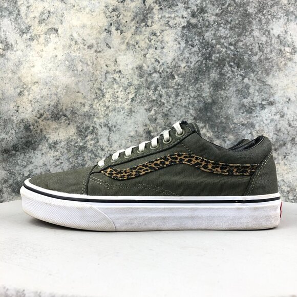 Vans Unisex Size 7M 8.5W Old Skool Green Leopard Lace-Up Skate Sneakers Shoes - Picture 6 of 12